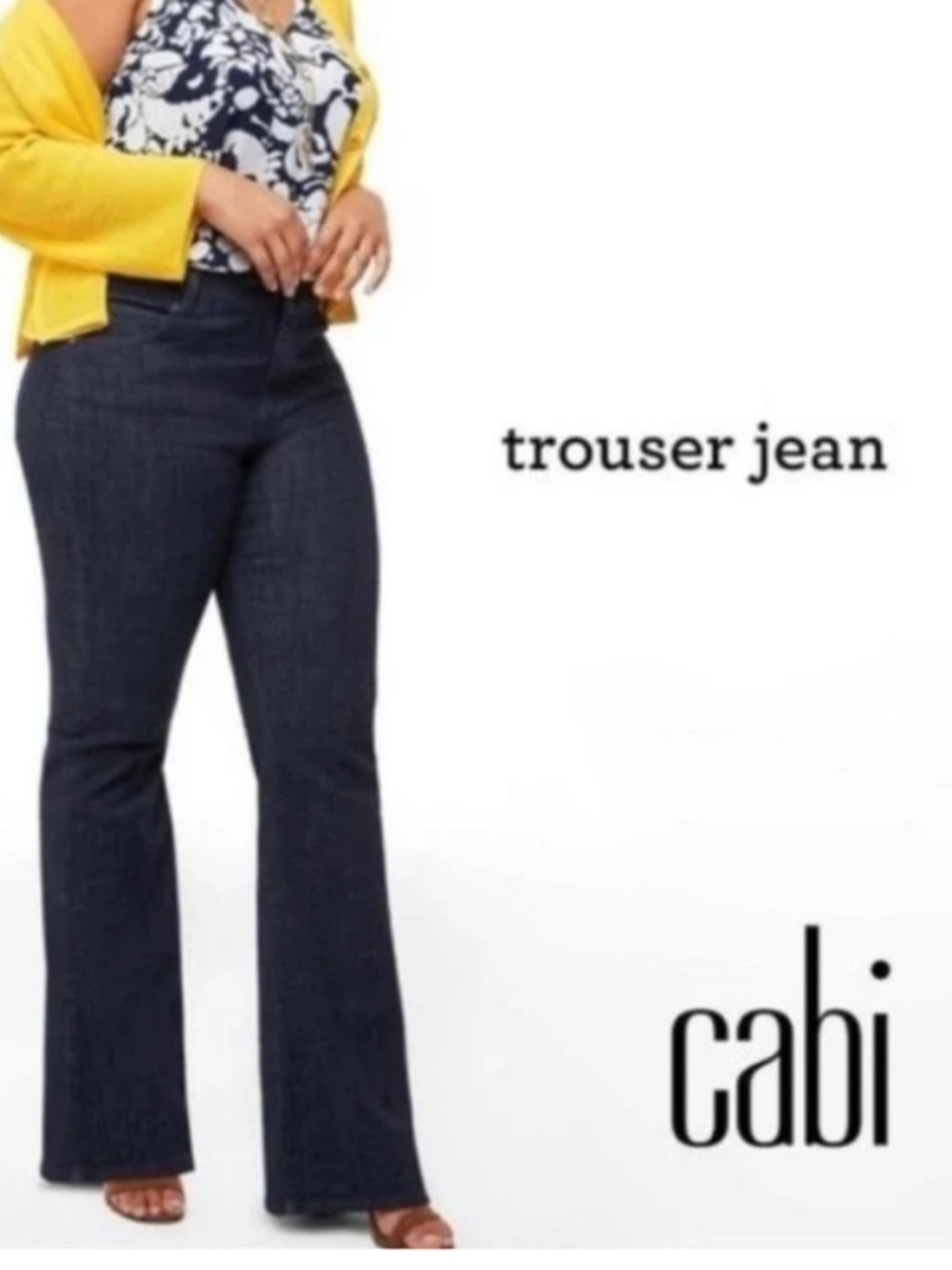 Cabi Trouser Flared Jean Dark Wash Indigo Wash Size 6